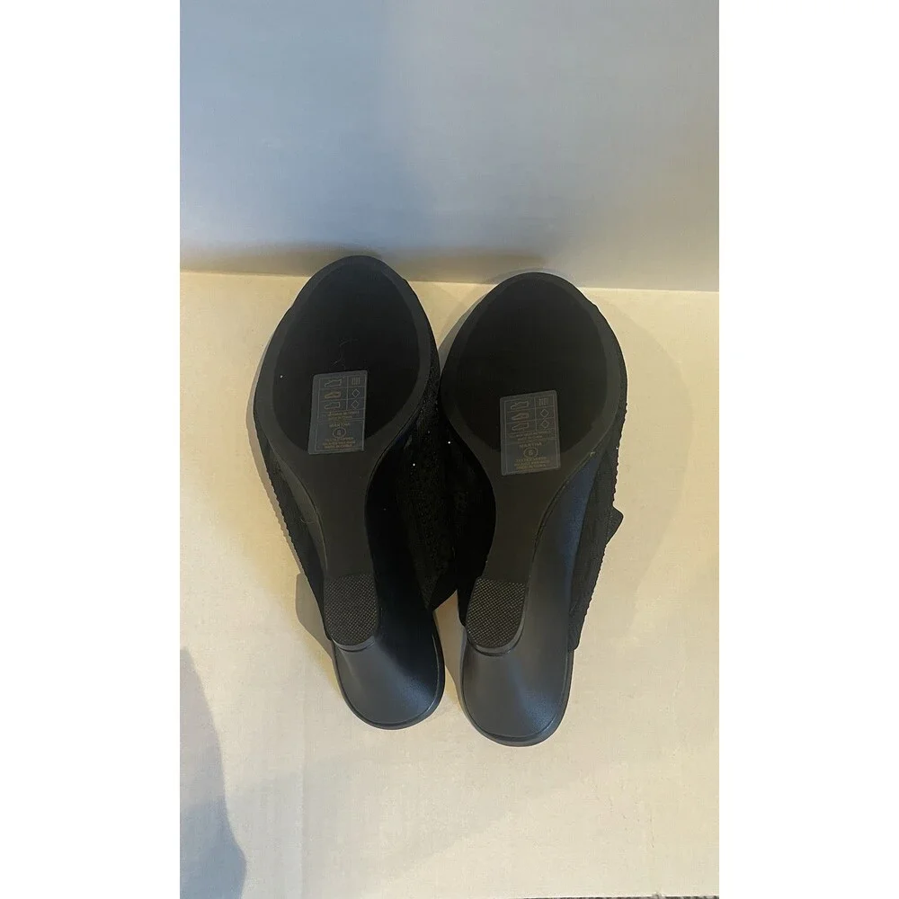 Lauren Lorraine Martha Black Heels 6.5 NEW Sparkly Prom‎ Wedding Party Shoe